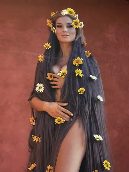 mostra Pazza Idea a MOle in Museo Nazionale del Cinema a Torino, foto con una donna con i capelli lunghi e i fiori